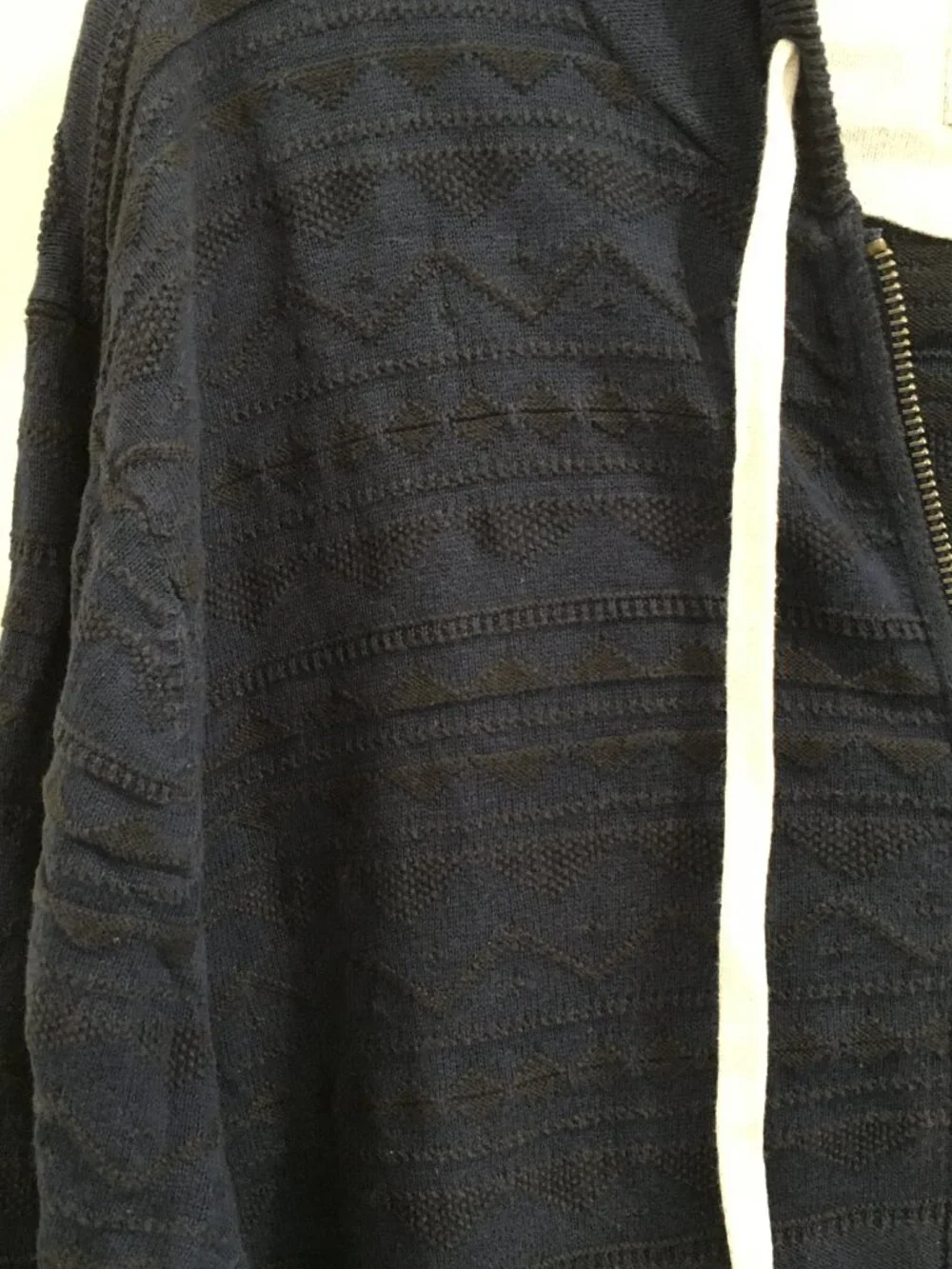 LOTUS Grey Label LUCKY BRAND Blue Black Embroidery Knit Hooded Full Zip Jacket